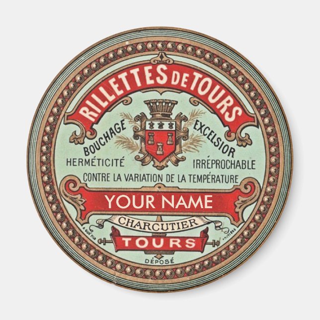 Personalized French Apothecary Label Magnet (Front)