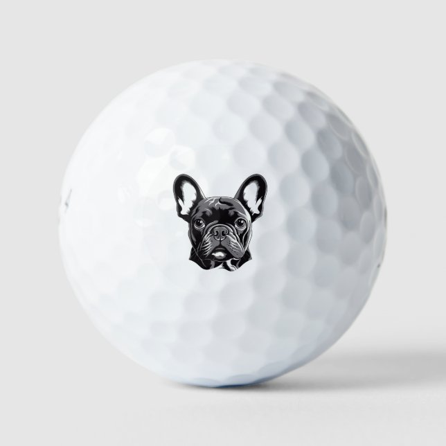 Personalized French Bulldog Black and White Golf Balls (Front)