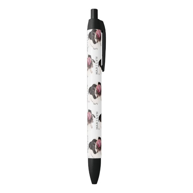 Personalized French Bulldog | Cute Frenchie Black Ink Pen (Bottom (Vertical))