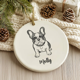 Personalized French Bulldog Dog Christmas Ceramic Ornament