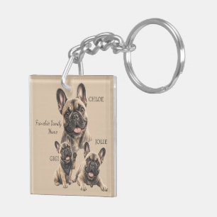 Personalized French Bulldog Family Names Keychain