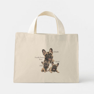 Personalized French Bulldog Family Names Mini Tote Bag