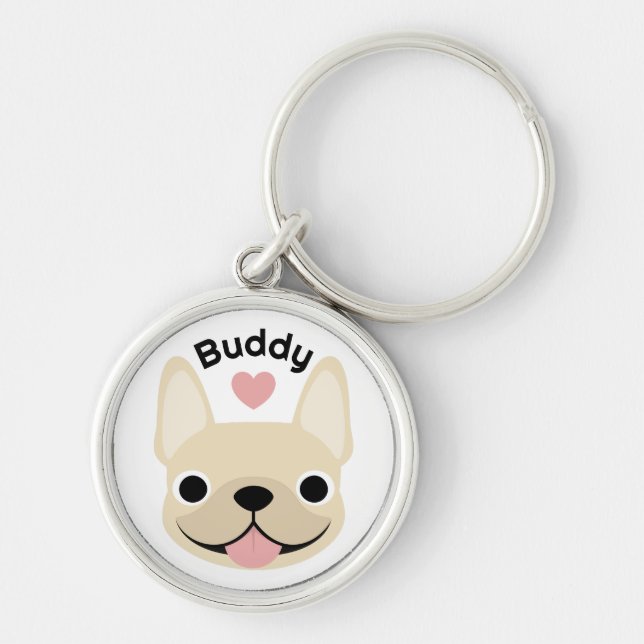 Personalized French Bulldog Keychain Custom Name  (Front)