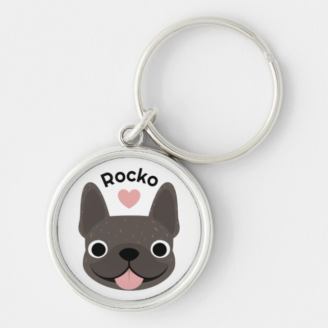 Personalized French Bulldog Keychain Custom Name  (Front)