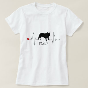 Personalized French Bulldog Love My Dog Heart Beat T-Shirt