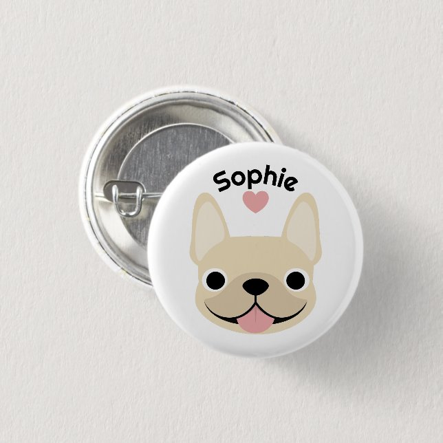 Personalized French Bulldog Name Button pin (Front & Back)