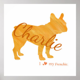 Personalized French Bulldog Pastel Orange Poster