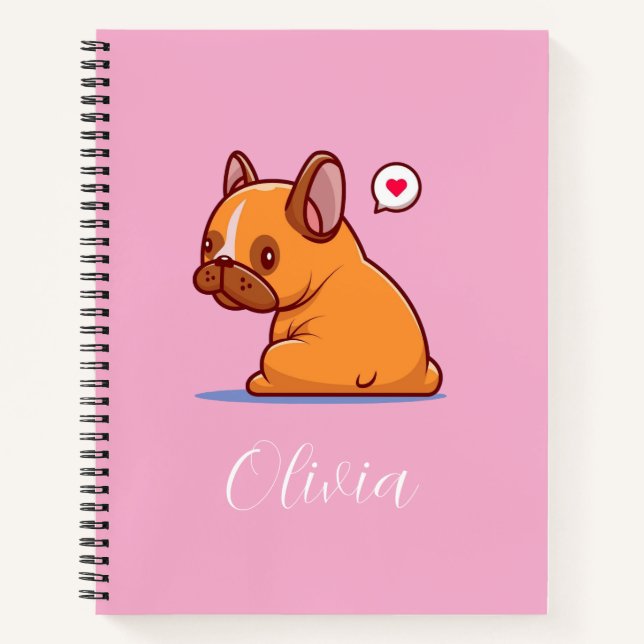 Personalized French Bulldog Puppy Dog Notebook (Front)