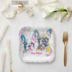 Personalized French Bulldog puppy Napkins Paper Plate