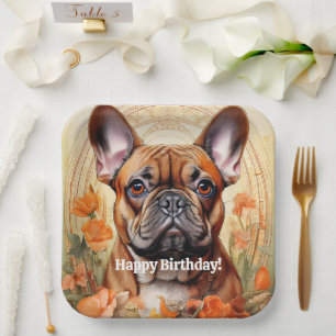 Personalized French Bulldog puppy Napkins Paper Plate