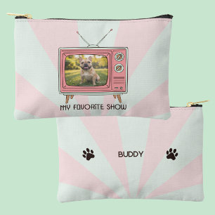 Personalized French Bulldog Retro TV Pastel Dog Accessory Pouch