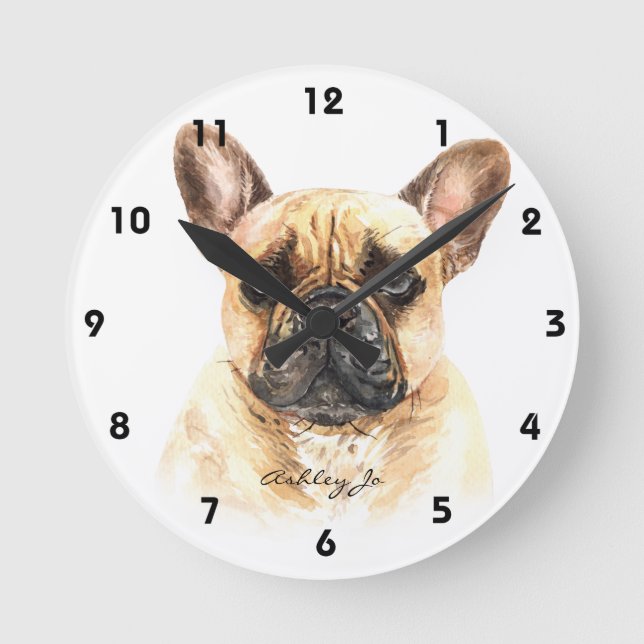 Personalized French Bulldog Square or Round Clock (Front)