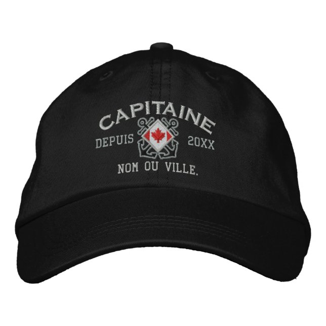 Personalized French Canadian Captain Nautical Embroidered Hat (Front)
