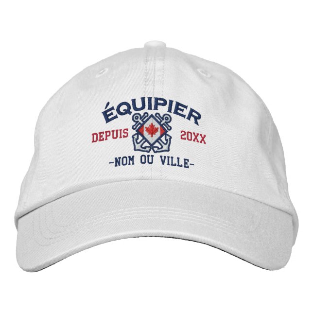 Personalized French Canadian Crew Nautical Embroidered Hat (Front)