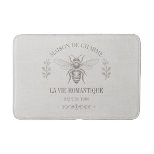 Personalized French Country Engraving Soft Ivory Bath Mat