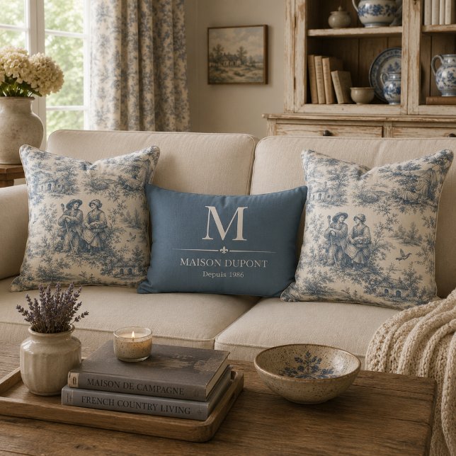 Personalized French Country Monogram Accent Pillow (Creator Uploaded)