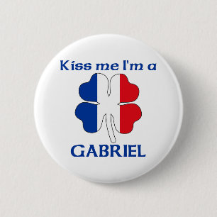 Personalized French Kiss Me I'm Gabriel 2 Inch Round Button
