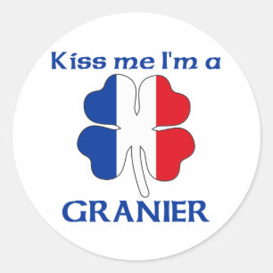 Personalized French Kiss Me I'm Granier Classic Round Sticker