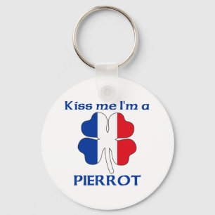 Personalized French Kiss Me I'm Pierrot Keychain
