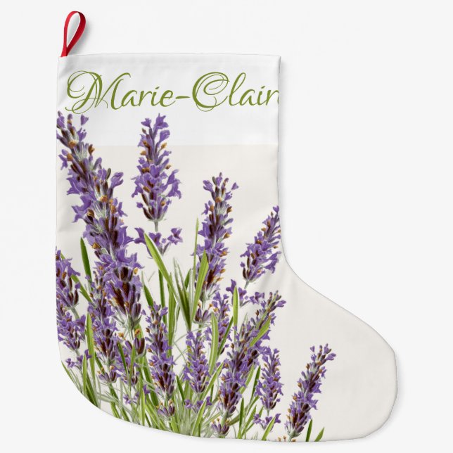 Personalized French Lavender Large Christma Christmas Stocking (Front)