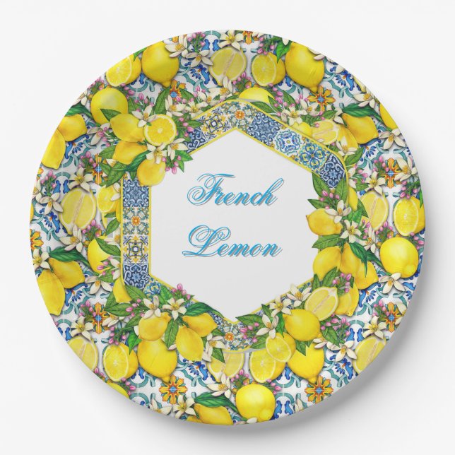 Personalized French Lemon   Paper Plate (Front)
