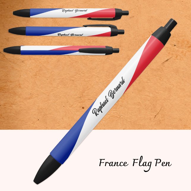 Personalized French Pen, French Flag, France Black Ink Pen (Creator Uploaded)