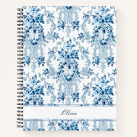 Personalized French Rococo Blue & White Floral Not