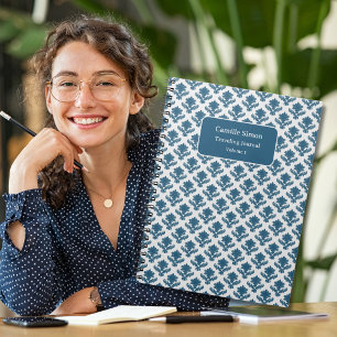 Personalized French Tapestry Blue and White Notebook