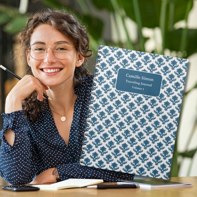 Personalized French Tapestry Blue and White Notebook (Creator Uploaded)