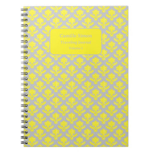 Personalized French Tapestry Yellow and Gray Notebook