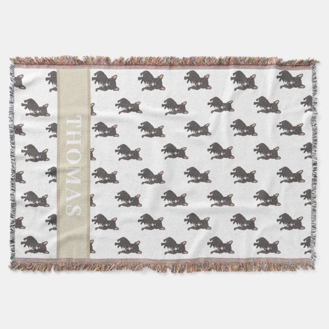 Personalized Frenchie (Black Brindle) Baby Blanket (Front)