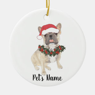 Personalized Frenchie (Blue Fawn Tricolor) Ceramic Ornament