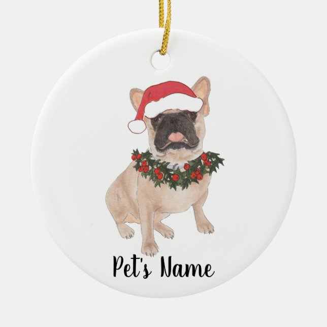 Personalized Frenchie (Masked) Ceramic Ornament (Front)