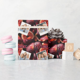 Personalized Fresh Fig Fruit Pattern Burgundy Food Wrapping Paper