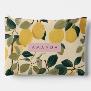 Personalized Fresh Lemon Botanical Design Accessory Pouch
