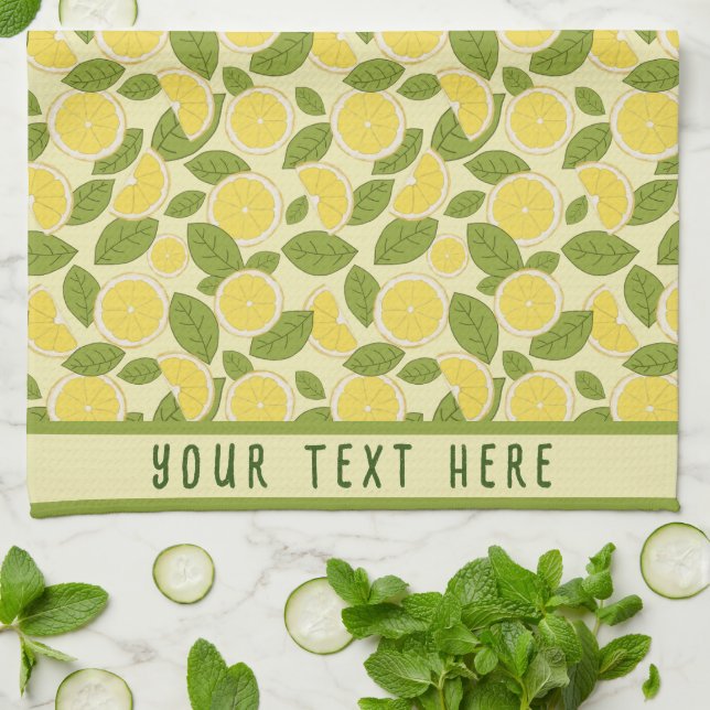 Personalized Fresh Lemon Kitchen Towel (Folded)