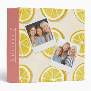 Personalized Fresh Lemon Slice Pattern Bright Binder