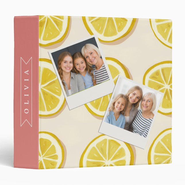 Personalized Fresh Lemon Slice Pattern Bright Binder (Front/Spine)