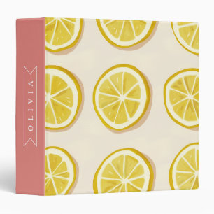 Personalized Fresh Lemon Slice Pattern Bright Binder