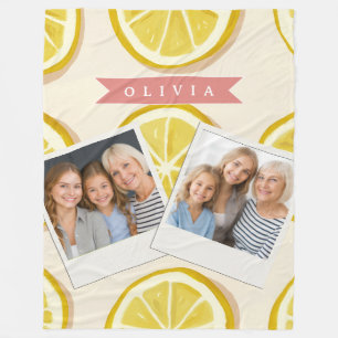 Personalized Fresh Lemon Slice Pattern Bright Fleece Blanket