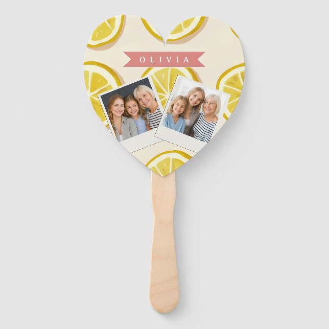 Personalized Fresh Lemon Slice Pattern Bright Hand Fan (Front)