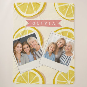 Personalized Fresh Lemon Slice Pattern Bright Sherpa Blanket