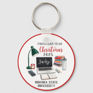 Personalized Freshman Year Christmas For College Keychain