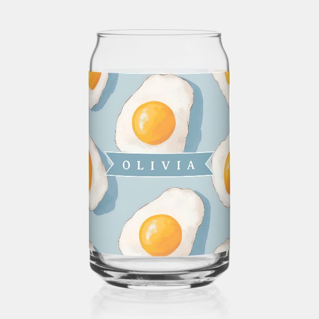 Personalized Fried Egg Pattern Fun Blue Funny  (Recto)