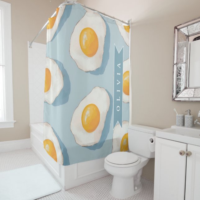 Personalized Fried Egg Pattern Fun Blue Funny (In Situ)