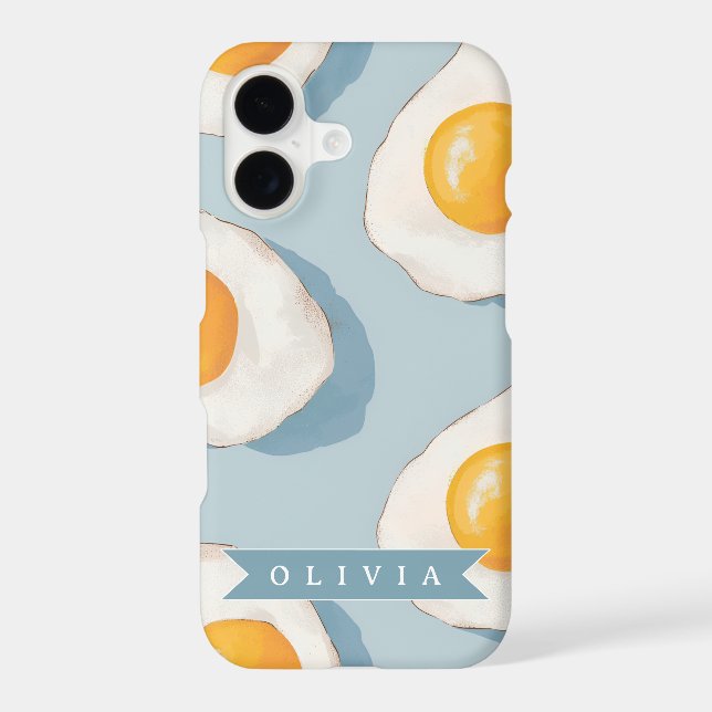Personalized Fried Egg Pattern Fun Blue Funny (Back)