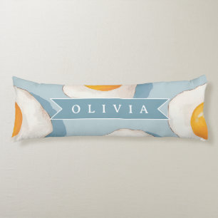 Personalized Fried Egg Pattern Fun Blue Funny Body Pillow