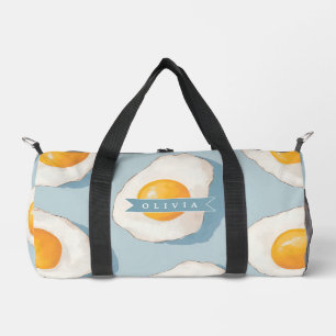 Personalized Fried Egg Pattern Fun Blue Funny Duffle Bag