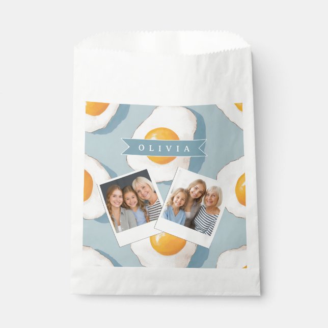Personalized Fried Egg Pattern Fun Blue Funny Favour Bag (Front)