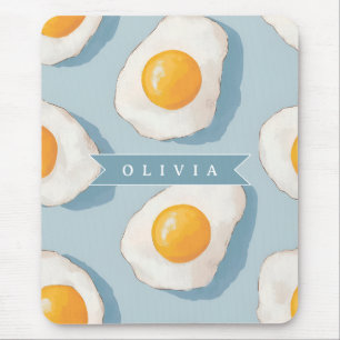 Personalized Fried Egg Pattern Fun Blue Funny Mouse Pad